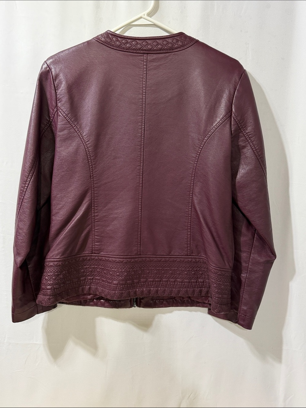 Christopher & Banks Plum Leather Zip Jacket - Picture 4 of 7